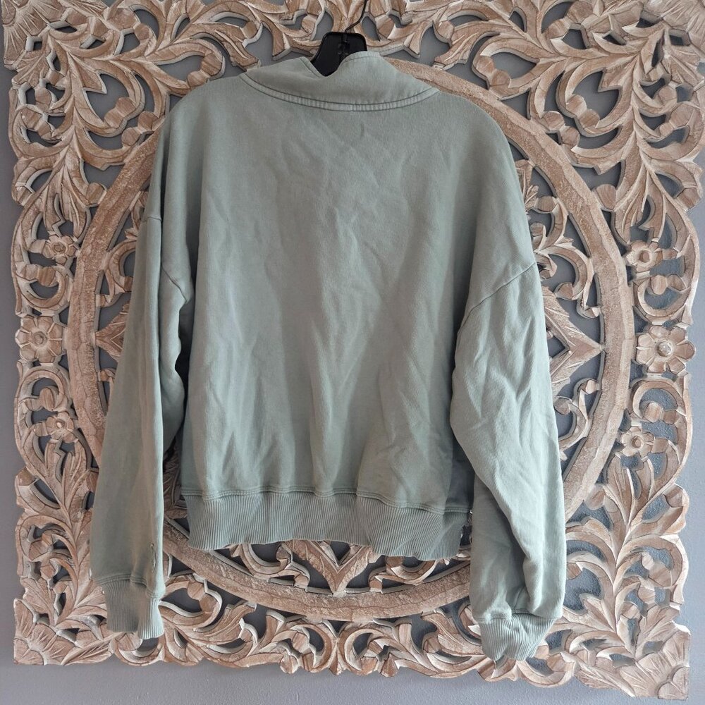 Victoria's Secret Pink quarter-zip oversized pullover sweatshirt sage green L - Picture 5 of 7